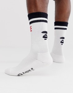 Белые носки в рубчик и с логотипом AAPE By A Bathing Ape - Белый