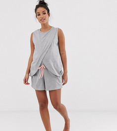 Пижама для кормления с запахом и шортами эксклюзивно для ASOS DESIGN Maternity - Серый