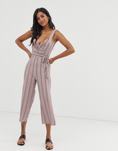 Атласный комбинезон в полоску с перекрутом Unique21 - Мульти