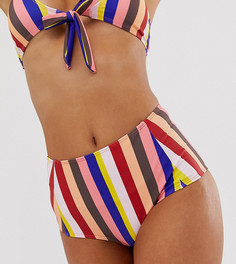Плавки-бикини в разноцветную полоску с завышенной талией Missguided - Мульти