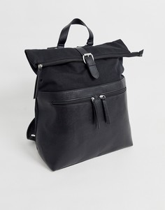 Черный рюкзак из искусственной кожи с карманами ASOS DESIGN - Черный