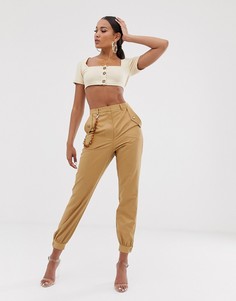 Узкие брюки карго с цепочкой ASOS DESIGN - Бежевый