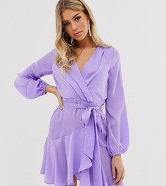 Лиловое атласное платье мини с запахом Flounce London - Фиолетовый