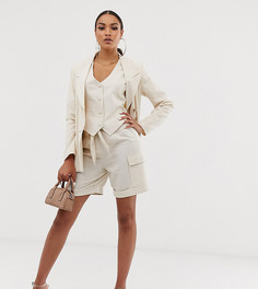 Удлиненные льняные шорты с завышенной талией от комплекта Unique21 - Бежевый