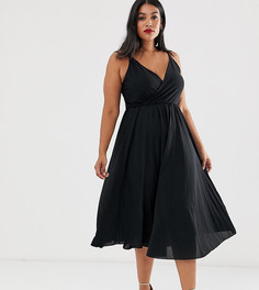 Черное плиссированное платье с запахом River Island Plus - Черный