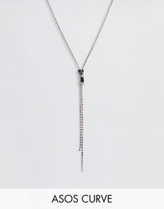 Серебристое ожерелье с бегунком и стразами ASOS DESIGN Curve - Серебряный