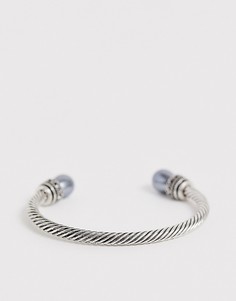 Серебристый браслет с дизайном в виде веревки и с искусственным жемчугом ASOS DESIGN - Серебряный