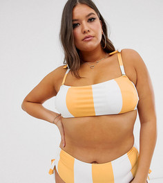 Оранжевый бикини топ-бандо в полоску Mod Cloth Shirley - Мульти