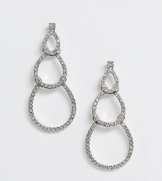 Серебристые ярусные серьги со стразами Accessorize - Серебряный
