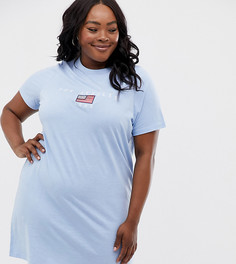 Платье-футболка в стиле oversize с вышитой надписью Los Angeles Daisy Street Plus - Синий