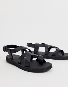 Черные сандалии с ремешками Bershka - Черный