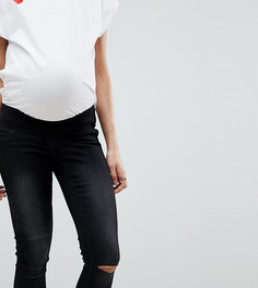 Рваные зауженные джинсы Supermom Maternity - Черный