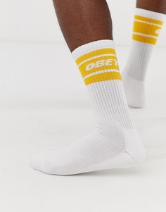 Носки с желтым логотипом Obey Cooper II - Белый