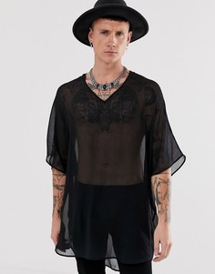 Черная прозрачная рубашка-кимоно в стиле oversize без застежек ASOS DESIGN - Черный