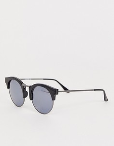 Черные солнцезащитные очки в стиле ретро с серебристыми дымчатыми стеклами Levis - Черный