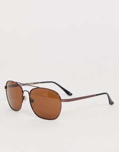 Темно-коричневые солнцезащитные очки-авиаторы с поляризованными стеклами Levis - Коричневый