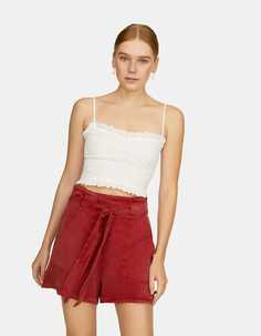 Шорты из лиоцелла с бантом Stradivarius