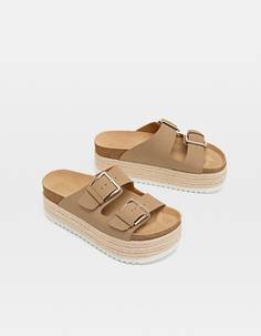 Сандалии на платформе из экологичных материалов Stradivarius