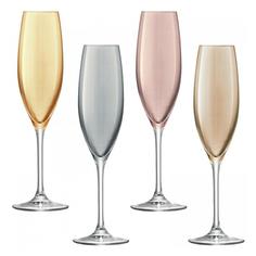 Наборы бокалов для шампанского LSA Набор из 4 бокалов-флейт Polka 225 мл металлик