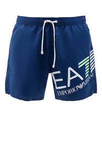 Купальные шорты Синие купальные шорты с логотипом бренда EA7