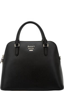 Сумка Черная кожаная сумка с одним отделом Dkny