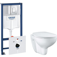 Комплект унитаза Grohe Bau Ceramic Bundle Rapid SL с инсталляцией, сиденьем микролифт, клавишей хром (39351000, 38775001)