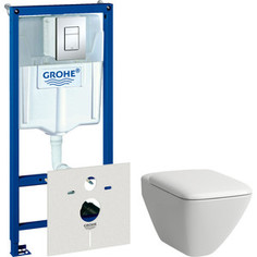 Комплект унитаза Laufen Palace с инсталляцией Grohe, кнопкой, сиденьем микролифт (8.2070.6.000.000.1, 38775001, 8.9170.1.300.000.1)