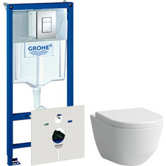 Комплект унитаза Laufen Pro с инсталляцией Grohe, кнопкой, сиденьем микролифт (8.2095.6.000.000.1, 38775001, 8.9896.6.000.000.1)