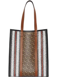 Burberry сумка-тоут с монограммой и принтом в полоску
