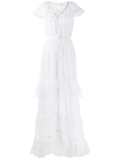 Off-White кружевное платье макси с принтом