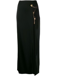 Versace юбка макси с декоративными булавками