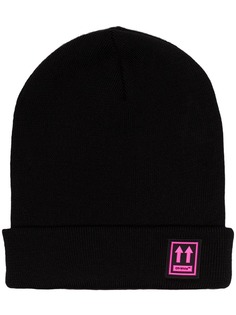 Off-White logo patch beanie hat