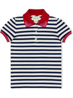 Gucci Kids футболка-поло в полоску с сердечками