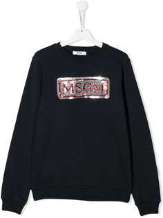 Msgm Kids футболка с логотипом и пайетками