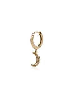 Andrea Fohrman Yellow Gold and White Crescent Moon hoop single earring