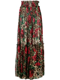 Dolce & Gabbana юбка макси с цветочным и леопардовым принтом