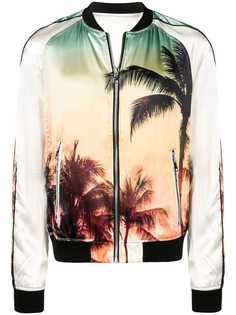 Balmain куртка-бомбер с пальмовым принтом