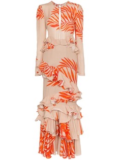 Johanna Ortiz платье с длинными рукавами и пальмовым принтом California Dreaming