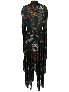 Christopher Kane платье с драпировками и принтом поделочным камней
