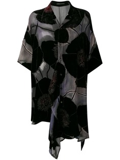 Yohji Yamamoto платье-рубашка асимметричного кроя с аппликацией