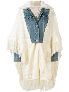 Sacai кейп с джинсовыми панелями