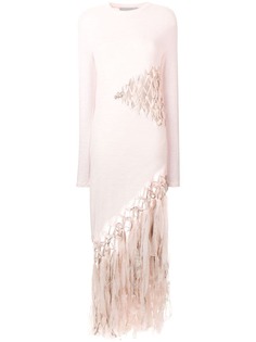 Esteban Cortazar платье с вышивкой и бахромой