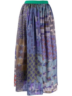 Kolor расклешенная юбка миди в технике пэчворк