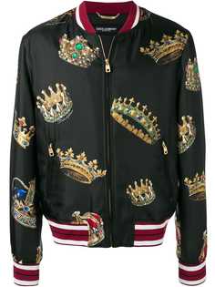 Dolce & Gabbana куртка-бомбер с принтом короны