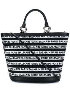 Balmain полосатая сумка-тоут с логотипом