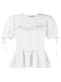 Self-Portrait трикотажный топ с баской