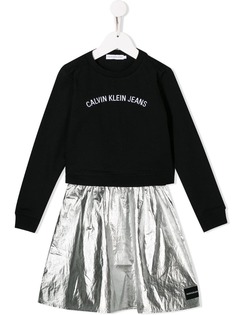 Calvin Klein Kids платье-толстовка с эффектом металлик