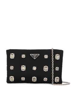 Prada logo plaque clutch