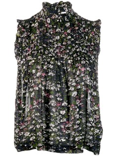 Ganni плиссированная блузка с цветочным принтом