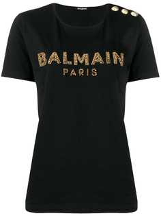 Balmain футболка с вышитым логотипом
